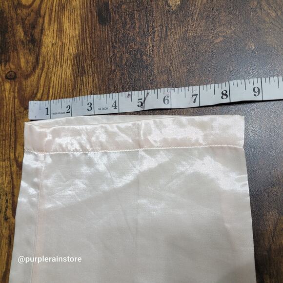 Vtg Ericka Taylor Satin PJ Pants M High Rise Pale Peach Stretch Waist Romantic - Picture 9 of 10